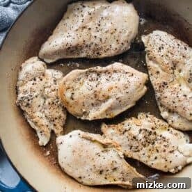 French Onion Smothered Chicken 5 chicken breasts cooked and browned in a dutch oven