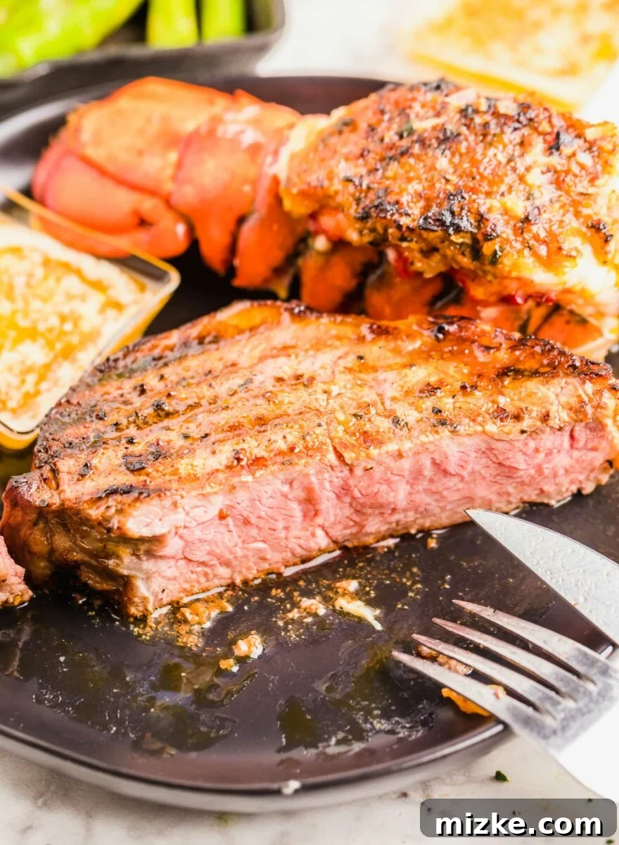 The Best of Both Worlds 4 A steak has been cut to reveal a pink center.