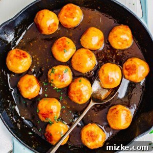 A perfectly cooked hot honey chicken meatball recipe image