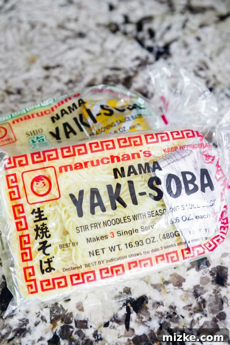 a photograph of a bag of yakisoba noodles