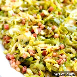 Crispy Pancetta Brussels Sprouts 4 A bowl of Shaved Brussels Sprouts with Pancetta ready to be served