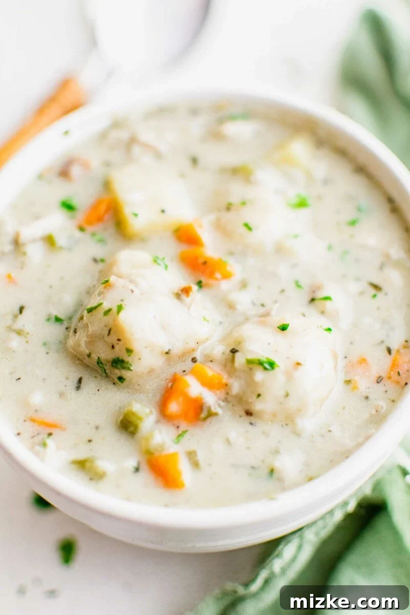 Hearty Leftover Turkey Dumpling Soup 4 Fresh herbs garnish a bowl of soup.