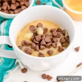 Instant Chocolate Chip Mug Treat 12 Chocolate chips sprinkled on top of applesauce in a mug, before mixing