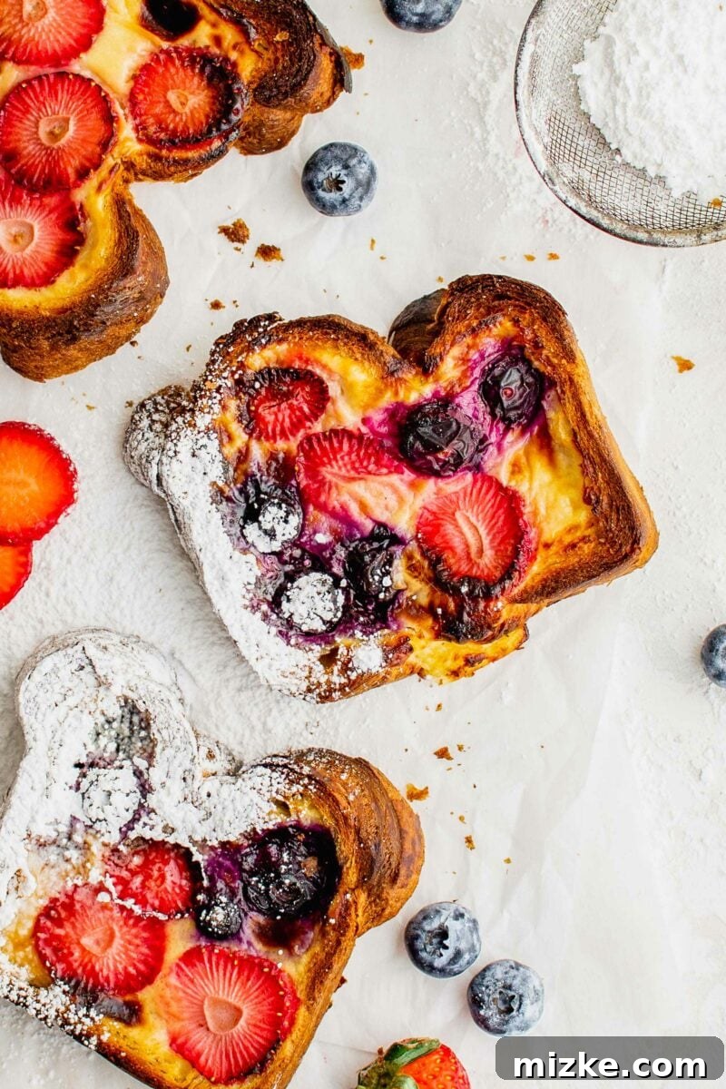 Creamy Yogurt Custard Toast 2 Two slices of golden-brown custard toast, lightly dusted with powdered sugar, resting on a pristine white surface, ready to be enjoyed.