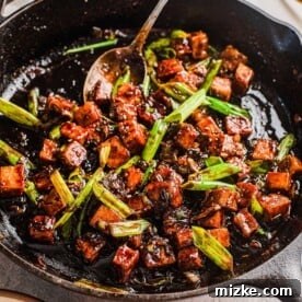 Black Pepper Tofu, crispy and flavorful with a slight kick