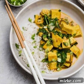 Tofu and Shiitake Coconut Curry Bowls, an easy and flavorful vegetarian dinner