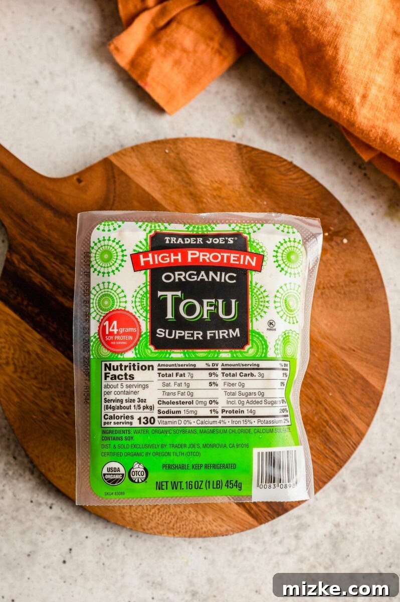 Beyond Bland: Unlock Tofu's Flavor Secrets 4 A package of high protein organic tofu from Trader Joe's, highlighting its firm texture