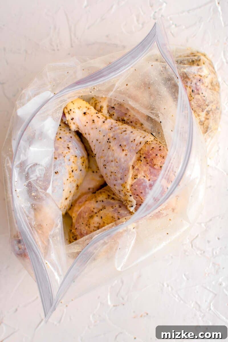 Zesty Golden Drumsticks 5 lemon pepper drumsticks in a plastic bag