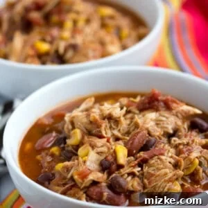 Cooked Crockpot Chicken Taco Chili ready to serve, a perfect image to accompany the recipe.