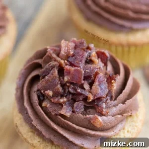 Maple Bacon Cupcakes in a delicious close-up shot