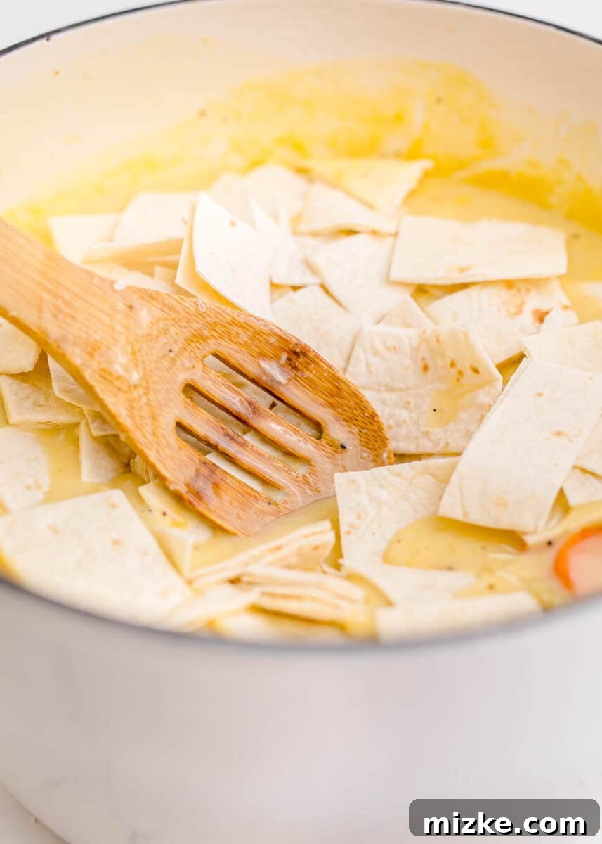 Comfort Chicken with a Tortilla Twist 10 gently pressing down on the flour tortillas