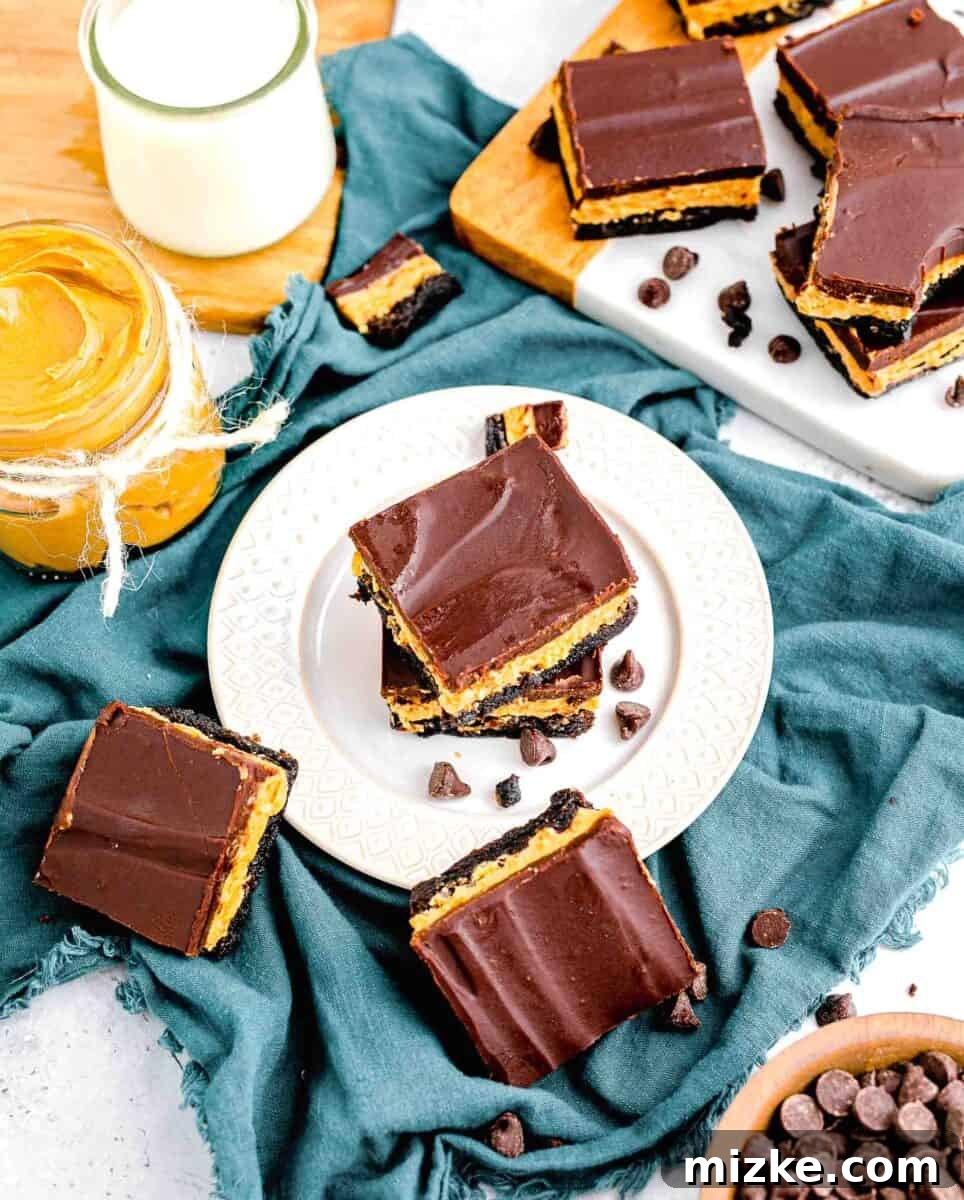 Buckeye Bliss Brownies 13 several buckeye brownies are scattered around a white plate