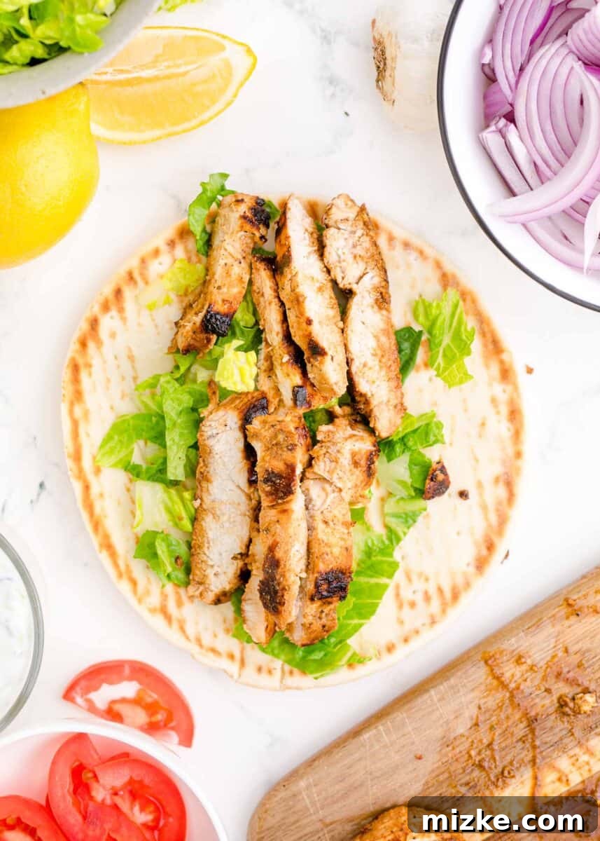 Mediterranean Chicken Wraps 9 chicken and lettuce are all that's placed inside an open gyro.