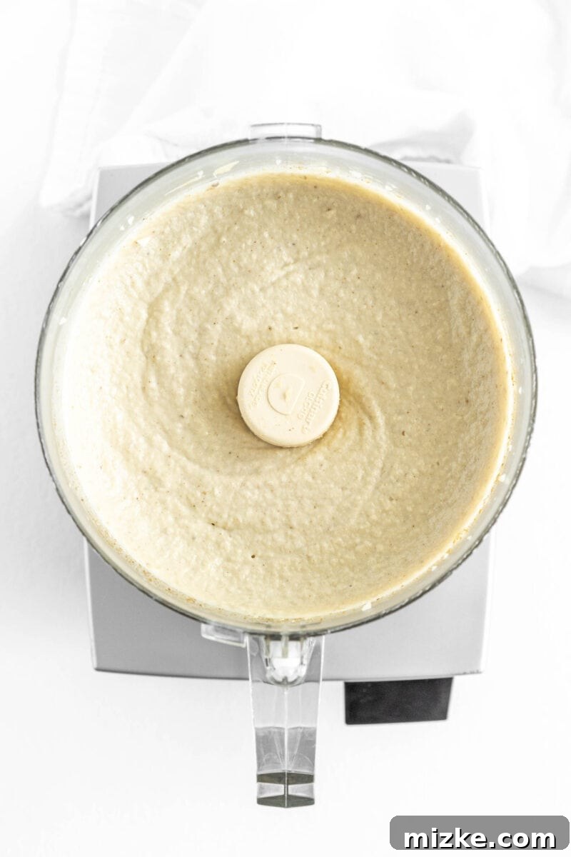 Smoky and Simple Baba Ganoush 9 Smooth and creamy Baba Ganoush after being blended to perfection in a food processor.
