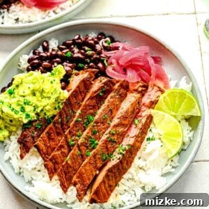 Bold Chipotle Guajillo Garlic Steak 13 Garlic guajillo steak in burrito bowls.