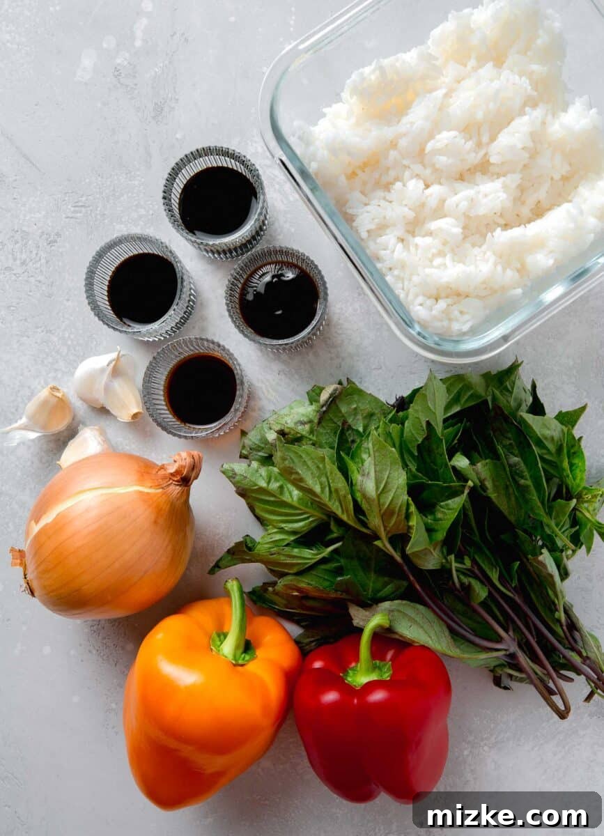 ingredients for thai basil fried rice