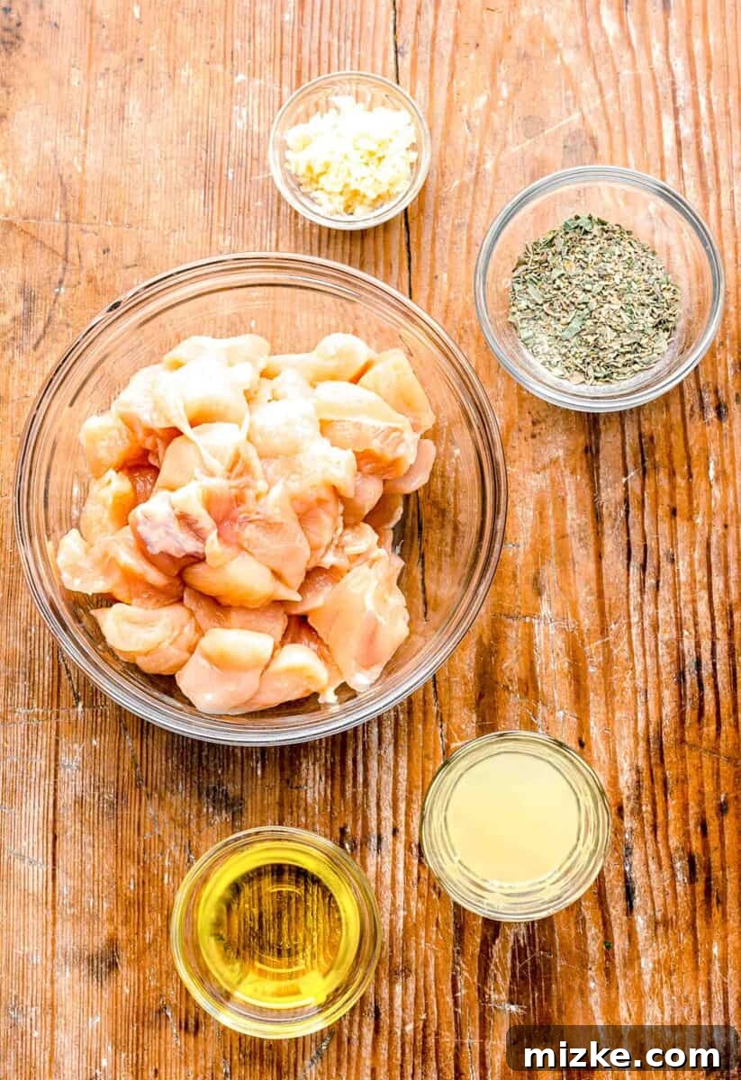 Ingredients for Greek chicken souvlaki