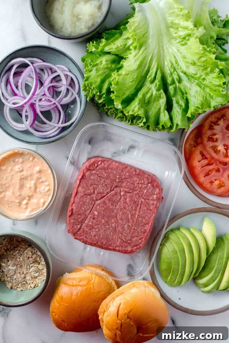 Golden State Delight 4 ingredients for california burger