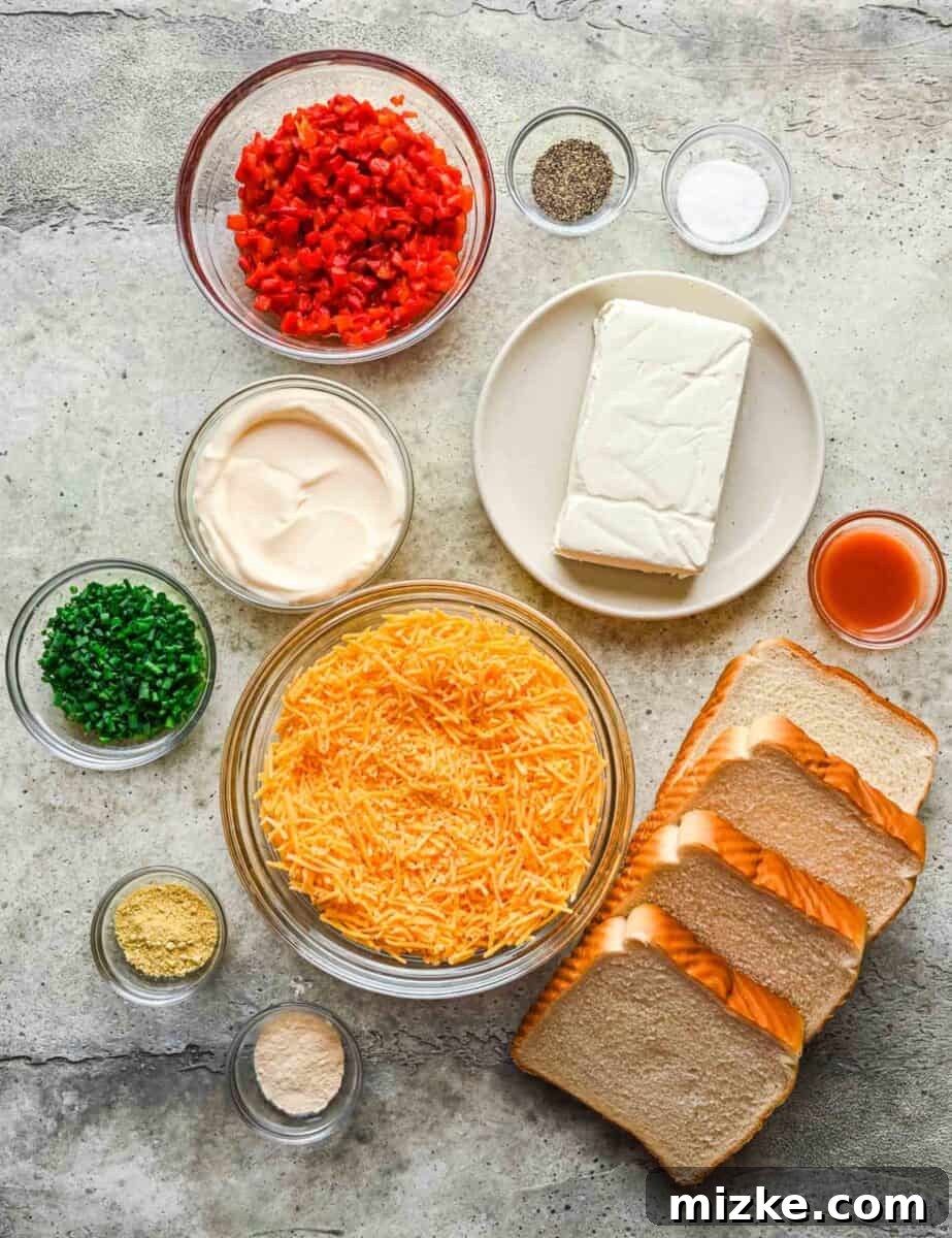 Southern Pimento Perfection 3 ingredients for pimento cheese sandwich