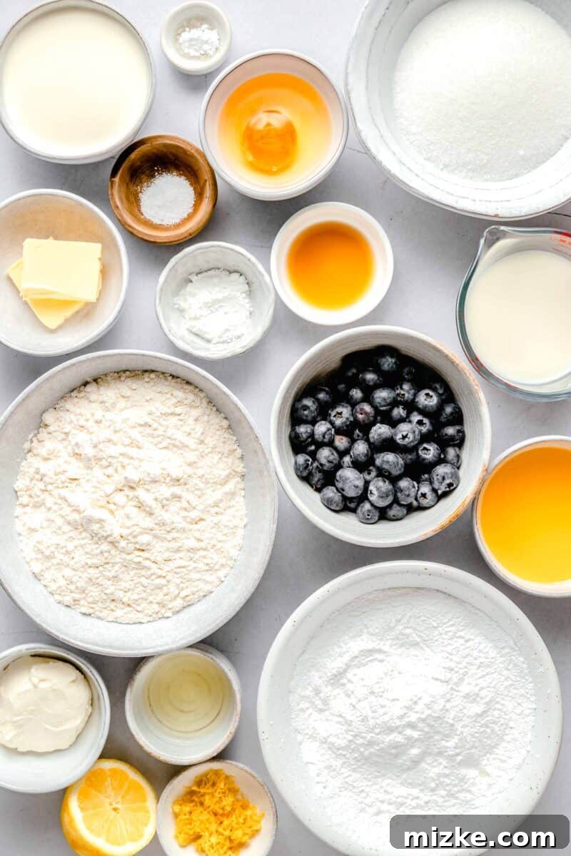 ingredients for lemon blueberry cupcakes