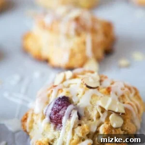 Close-up of a Cherry Almond Scone with Glaze
