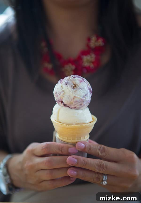 Feasting Through Music City 16 Close-up of Jeni's Salty Caramel and Brown Butter Almond Brittle ice cream, a delicious combination