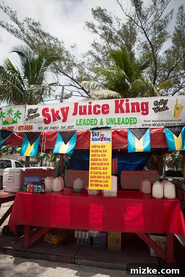 Nassau Bahamian Paradise 6 Sky Juice, a popular Bahamian coconut rum drink