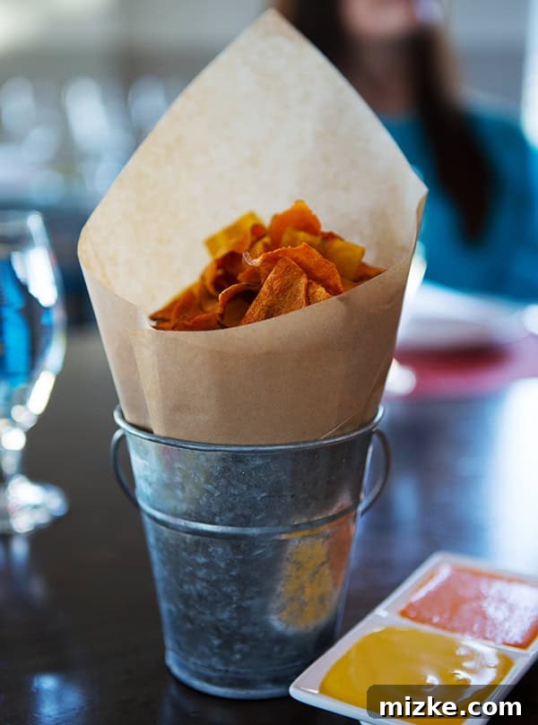 Crispy plantain chips: A delicious start to a Peruvian meal. A bowl of complimentary thin fried plantain chips at La Mar.