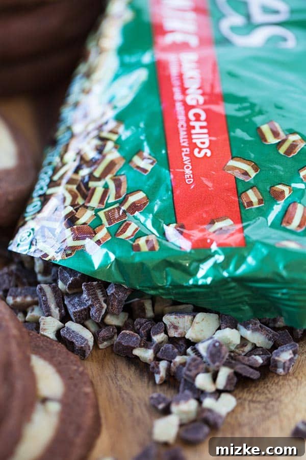 Homemade Chocolate Mint Swirl Cookies A festive platter of Chocolate Mint Pinwheel Cookies ready for serving, perfect for any holiday dessert table.