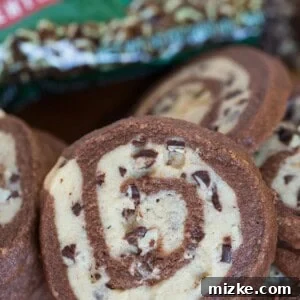 Delicious Chocolate Mint Pinwheel Cookies with a perfect swirl.