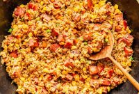 Crispy Garlic Spam Fried Rice with Vegetables