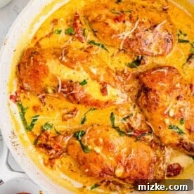 20 Quick Chicken Dinners for Busy Weeknight Meals 11 seared chicken breasts in cream sauce with sun-dried tomatoes, basil, and parmesan