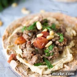 Ground Lamb and Hummus Pita Pizzas