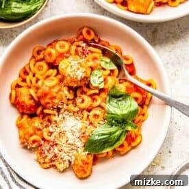 Homemade spaghettios with meatballs
