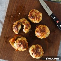 Stuffed chicken meatballs with apple and brie