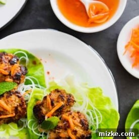 Lemongrass pork meatball lettuce wraps