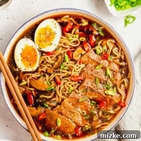 Beef ramen noodle soup