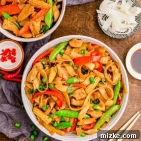 Lemongrass chicken rice noodle bowl