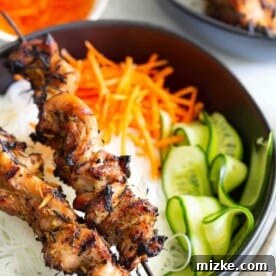 Lemongrass chicken rice noodle bowls