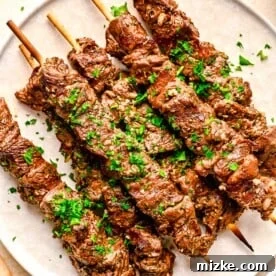 Greek beef souvlaki skewers