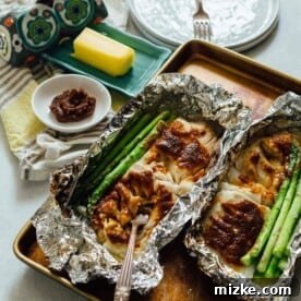 Miso butter cod foil packet