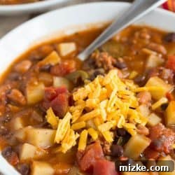 chorizo potato and two-bean chili