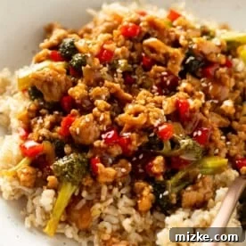ground turkey teriyaki on rice