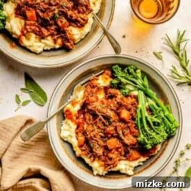 short rib ragu over mashed potatoes