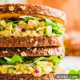 stacked smashed chickpea sandwiches